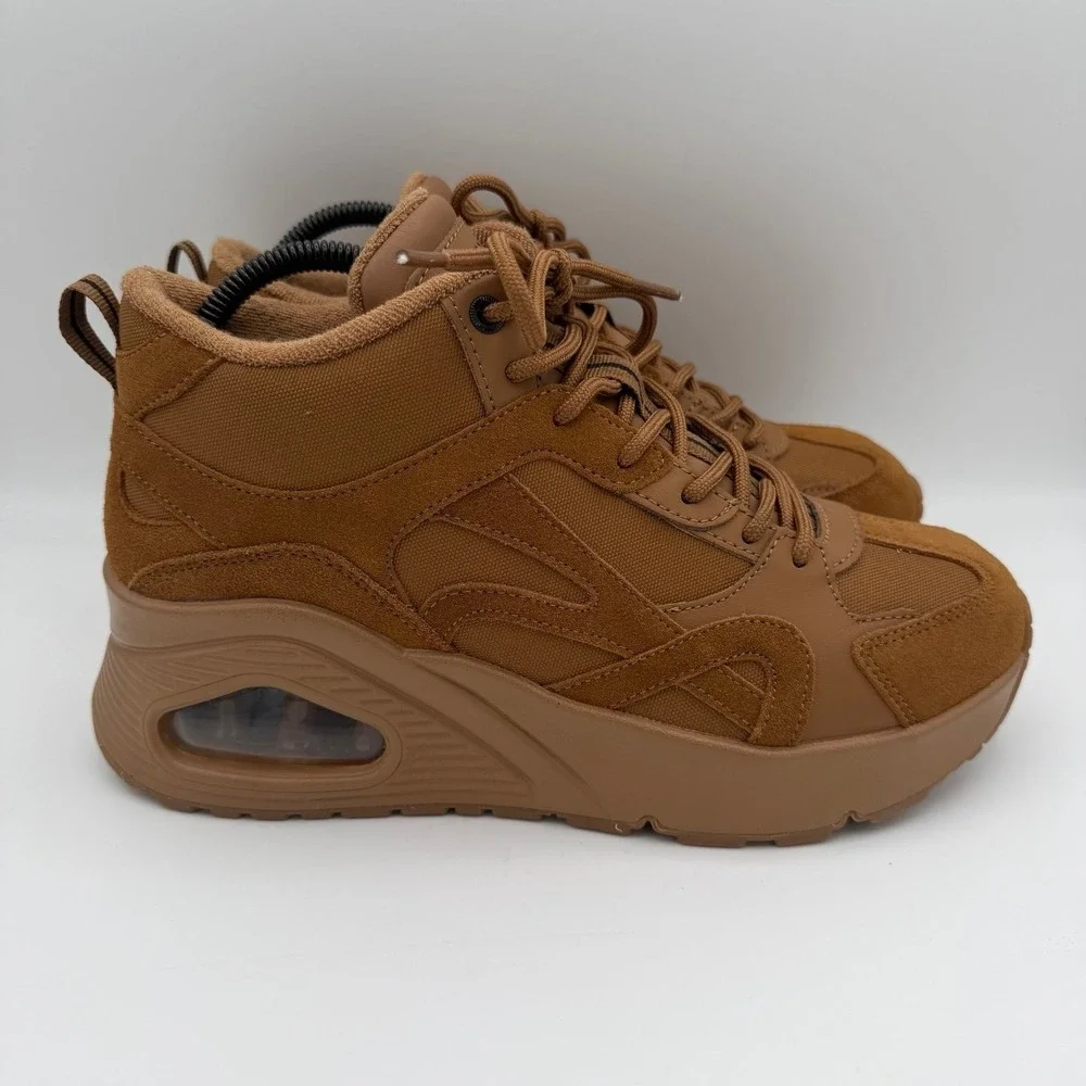 Women's Skechers Uno Hi-Rocliff Road Caramel Brown Memory Foam Sneakers Size 10